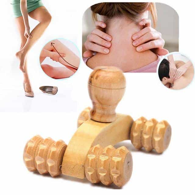 Houten massageroller, 4 massage rollers lichaamsmassage YBMC