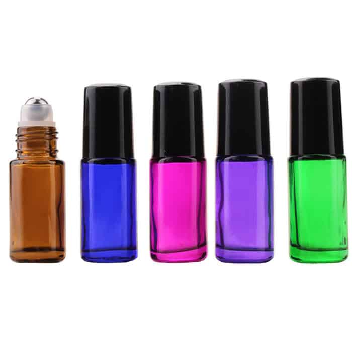 Gekleurde parfumroller Essentiële olie rollerflesjes dik glas 5ml